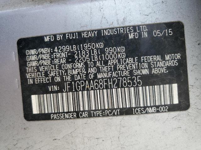 2015 SUBARU IMPREZA JF1GPAA68FH278535