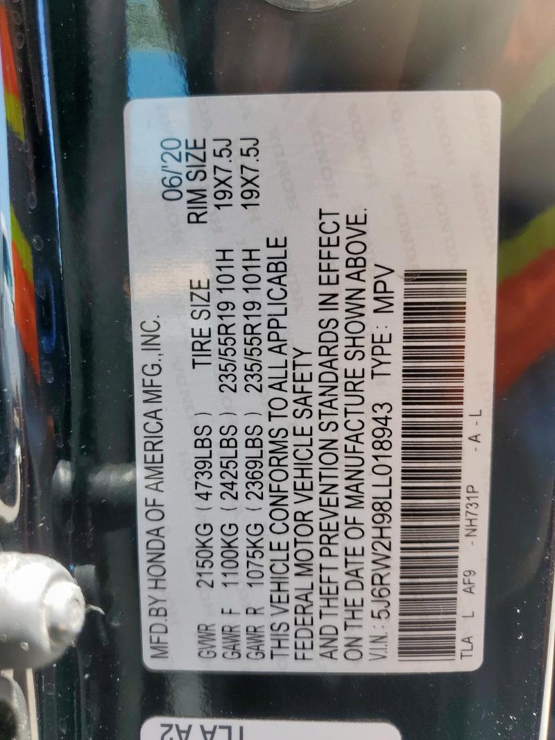 2020 HONDA CR-V TOURI - 5J6RW2H98LL018943