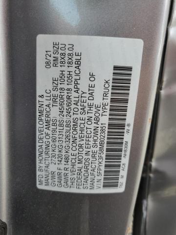 2021 HONDA RIDGELINE 5FPYK3F58MB023851