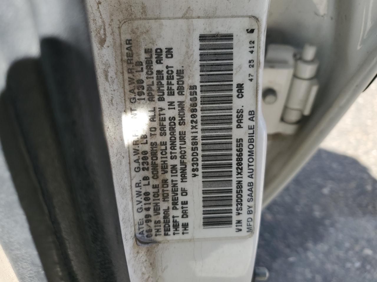 Lot #3309229633 1999 SAAB 9-3 S