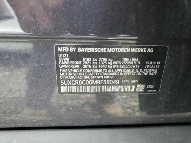 2021 BMW X5 XDRIVE4 5UXCR6C06M9F58049