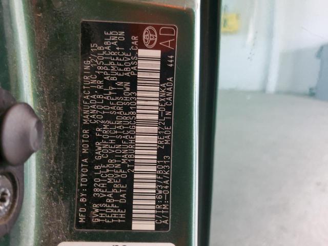 2016 TOYOTA COROLLA L - 2T1BURHE0GC581033