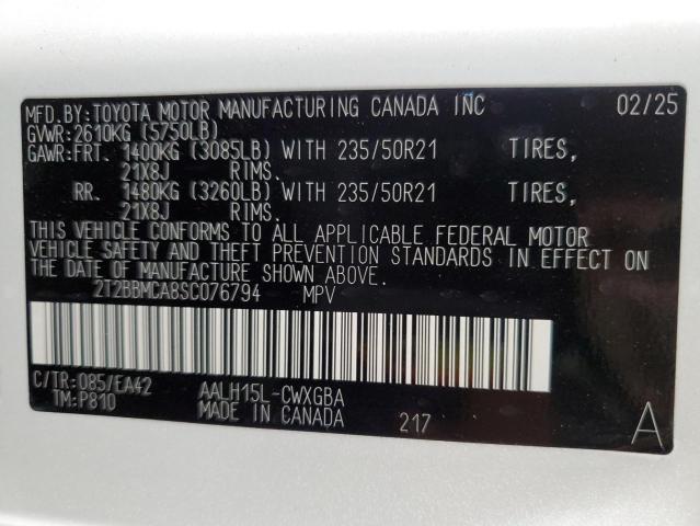 2025 LEXUS RX 350H BA 2T2BBMCA8SC076794