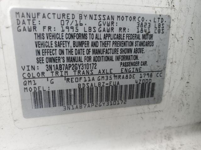 2016 NISSAN SENTRA S - 3N1AB7AP2GY310172