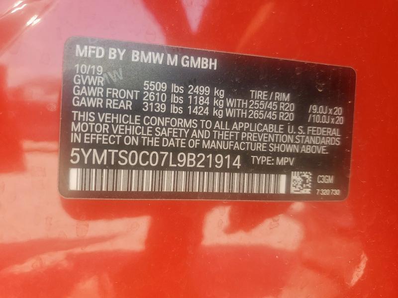 2020 BMW X3 M COMPE 5YMTS0C07L9B21914