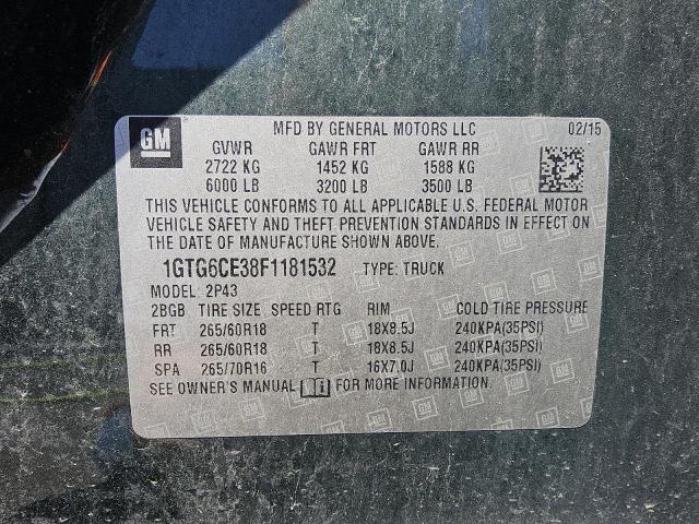 2015 GMC CANYON SLT 1GTG6CE38F1181532