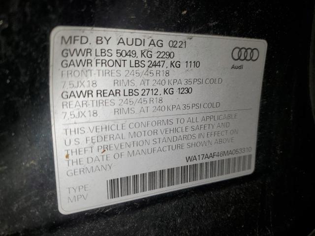 2021 AUDI A4 ALLROAD WA17AAF46MA053310