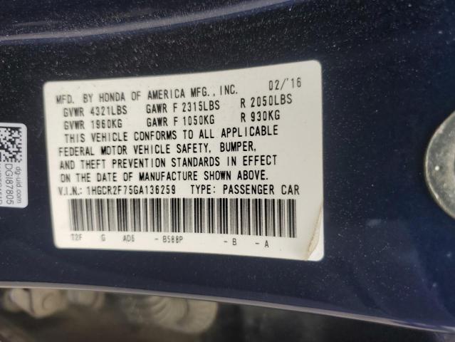 2016 HONDA ACCORD EX - 1HGCR2F75GA136259