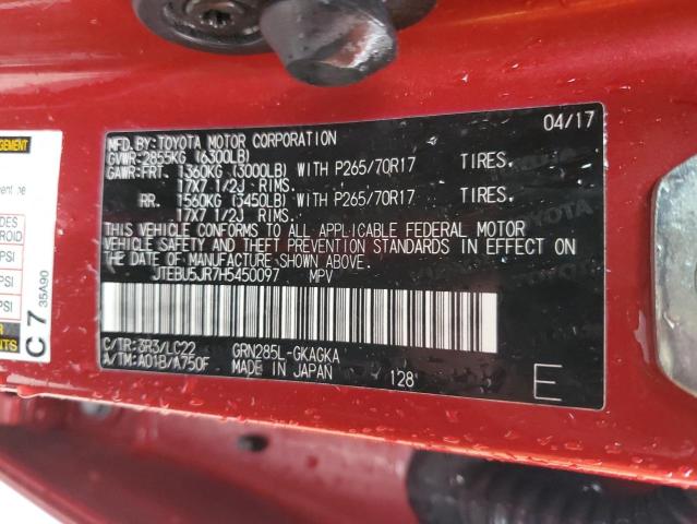 2017 TOYOTA 4RUNNER SR - JTEBU5JR7H5450097