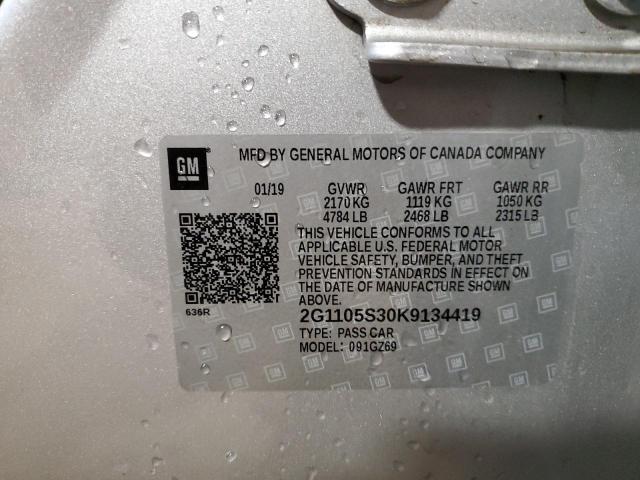 2019 CHEVROLET IMPALA PRE 2G1105S30K9134419