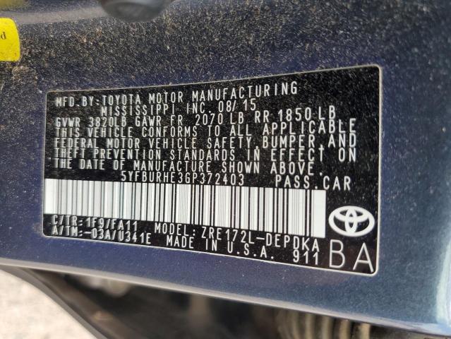 2016 TOYOTA COROLLA L - 5YFBURHE3GP372403