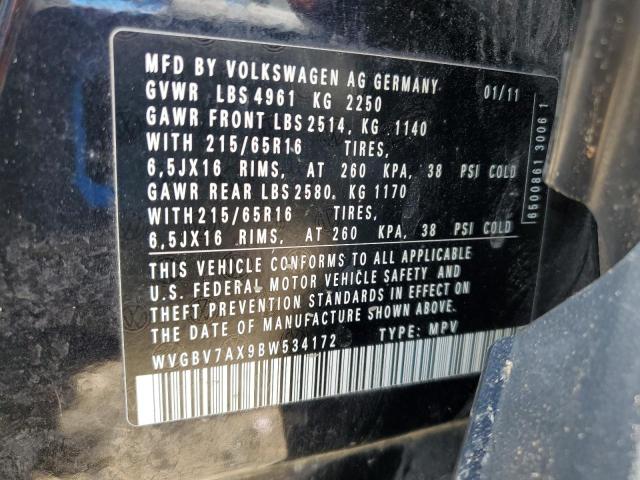 2011 VOLKSWAGEN TIGUAN S - WVGBV7AX9BW534172