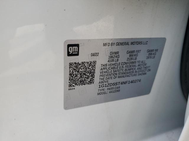 2022 CHEVROLET MALIBU LT - 1G1ZD5ST4NF140274