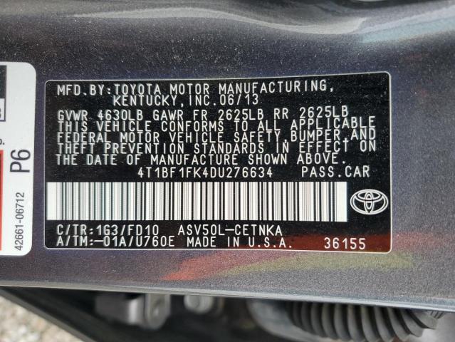 2013 TOYOTA CAMRY L - 4T1BF1FK4DU276634