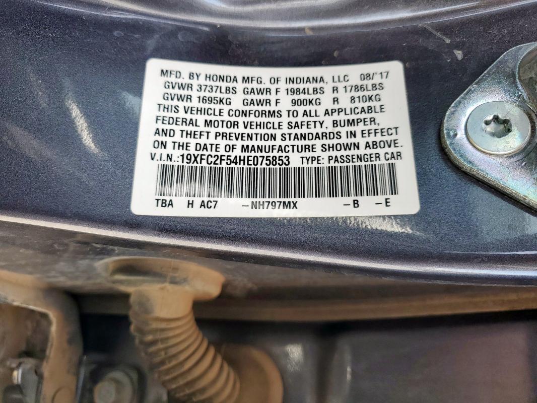 2017 HONDA CIVIC LX - 19XFC2F54HE075853