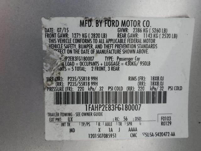 2015 FORD TAURUS SEL 1FAHP2E83FG180007