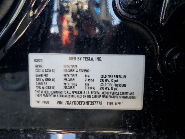 2022 TESLA MODEL Y 7SAYGDEFXNF397778