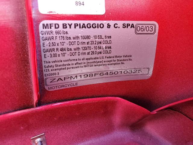 2004 VESPA ET4 ZAPM198F645010325