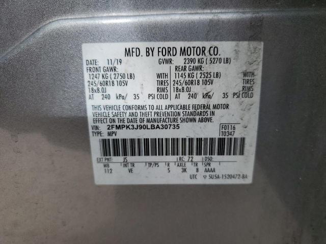 2020 FORD EDGE SEL 2FMPK3J90LBA30735