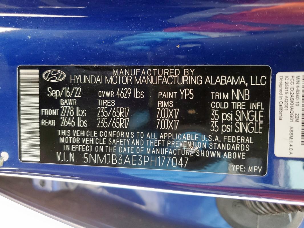 2023 HYUNDAI TUCSON SEL 5NMJB3AE3PH177047