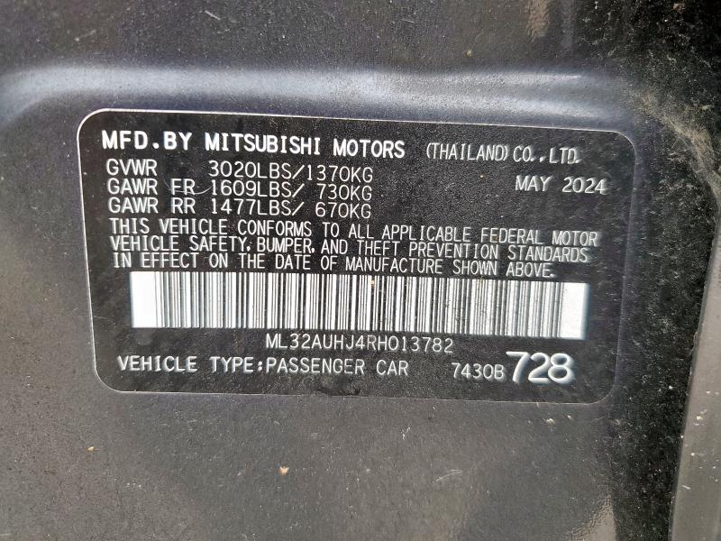 2024 MITSUBISHI MIRAGE ES ML32AUHJ4RH013782