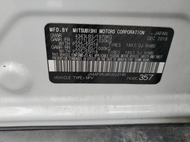 2019 MITSUBISHI OUTLANDER - JA4AP3AU4KU020146