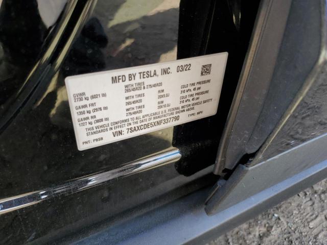 2022 TESLA MODEL X 7SAXCDE5XNF337790