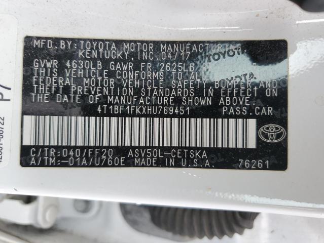 2017 TOYOTA CAMRY LE - 4T1BF1FKXHU769451