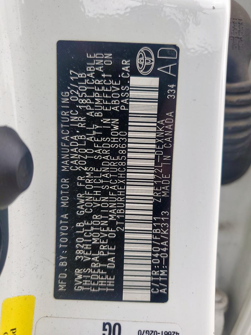 2017 TOYOTA COROLLA L - 2T1BURHEXHC858630
