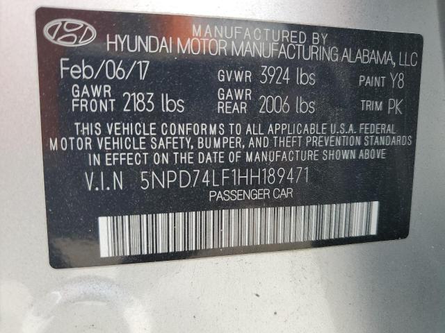 2017 HYUNDAI ELANTRA SE 5NPD74LF1HH189471