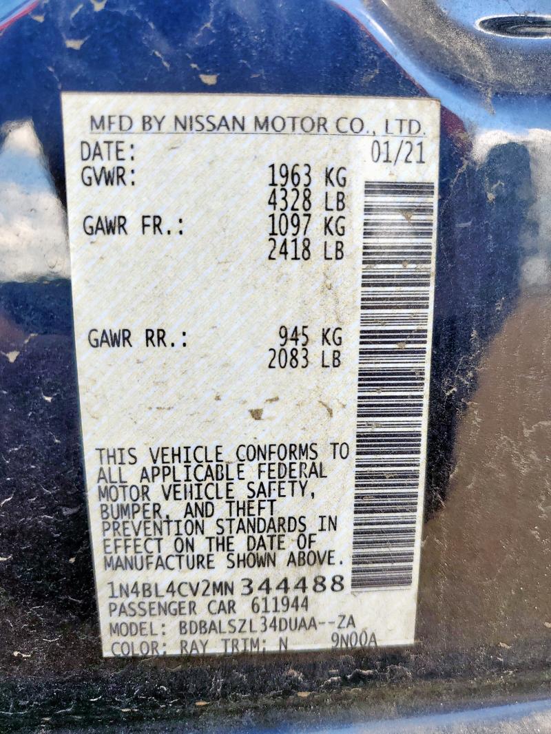 2021 NISSAN ALTIMA SR - 1N4BL4CV2MN344488
