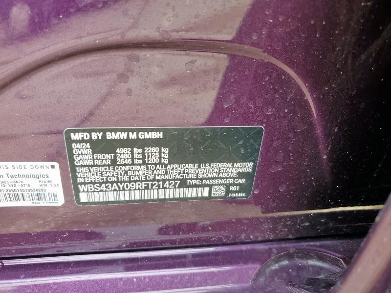 2024 BMW M3 COMPETI WBS43AY09RFT21427