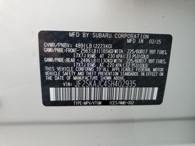 2025 SUBARU FORESTER W JF2SKAJC4SH402935
