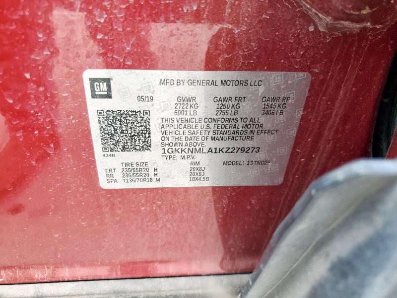 2019 GMC ACADIA SLT 1GKKNMLA1KZ279273