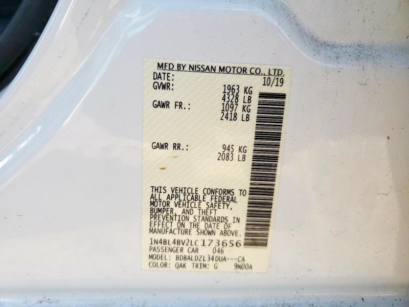 2020 NISSAN ALTIMA S - 1N4BL4BV2LC173656