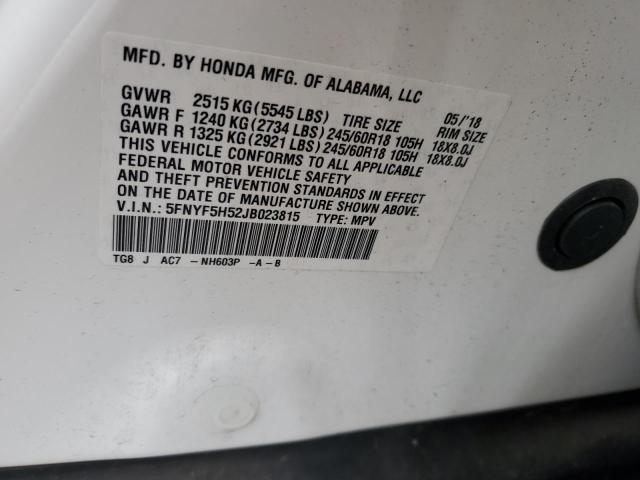 2018 HONDA PILOT EXL - 5FNYF5H52JB023815