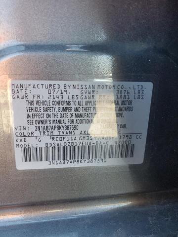 2019 NISSAN SENTRA S - 3N1AB7AP8KY387590