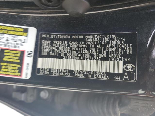2015 TOYOTA COROLLA L - 2T1BURHEXFC274287