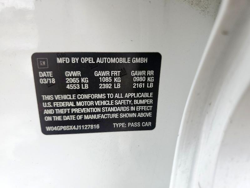 2018 BUICK REGAL ESSE W04GP6SX4J1127816