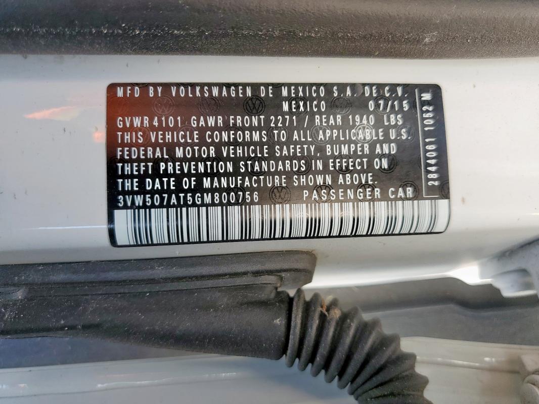 2016 VOLKSWAGEN BEETLE S/S 3VW507AT5GM800756