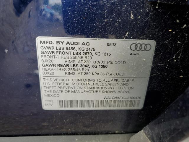 2018 AUDI Q5 PRESTIG WA1CNAFY2J2189476