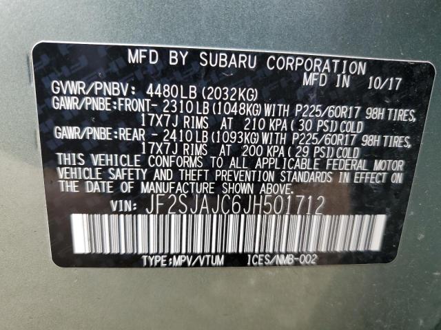 2018 SUBARU FORESTER 2 - JF2SJAJC6JH501712