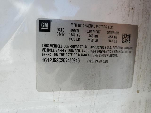 2012 CHEVROLET CRUZE ECO - 1G1PJ5SC2C7409816