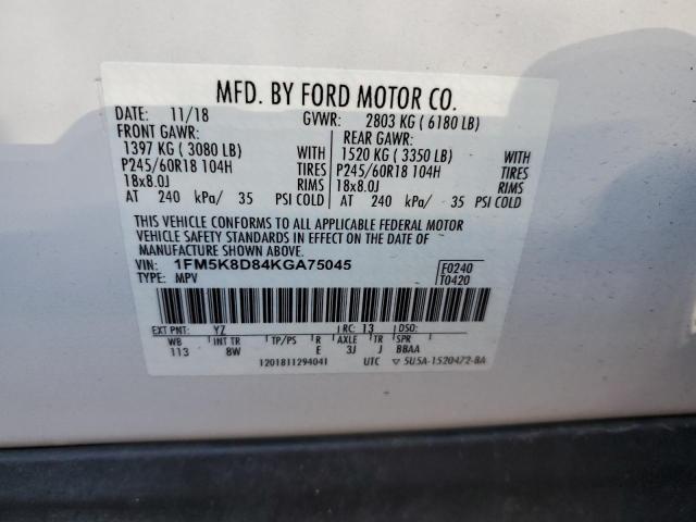 2019 FORD EXPLORER X - 1FM5K8D84KGA75045