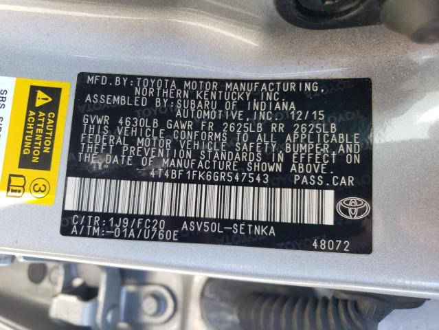 2016 TOYOTA CAMRY LE - 4T4BF1FK6GR547543