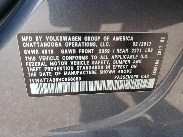 2017 VOLKSWAGEN PASSAT S - 1VWAT7A38HC056059