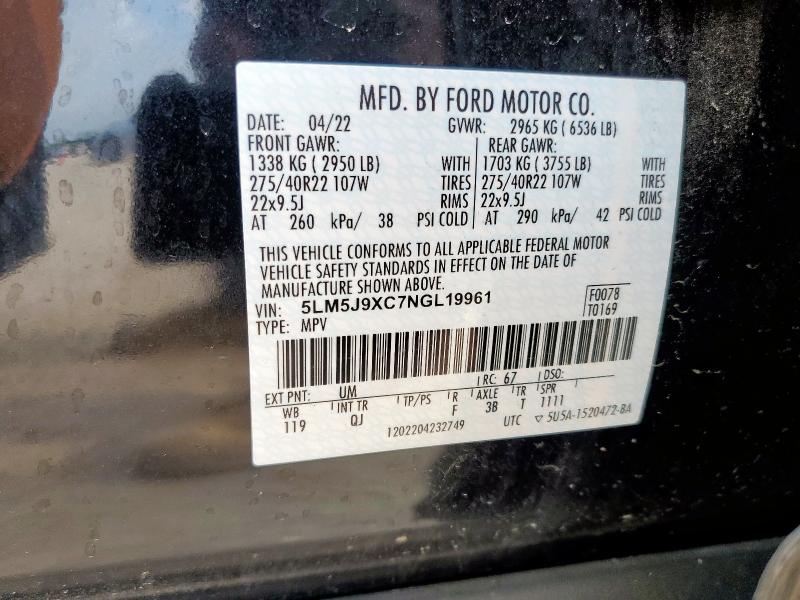 2022 LINCOLN AVIATOR BL 5LM5J9XC7NGL19961