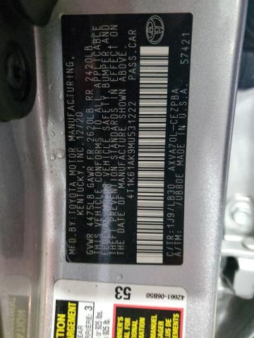 2021 TOYOTA CAMRY XSE - 4T1K61AK9MU531222