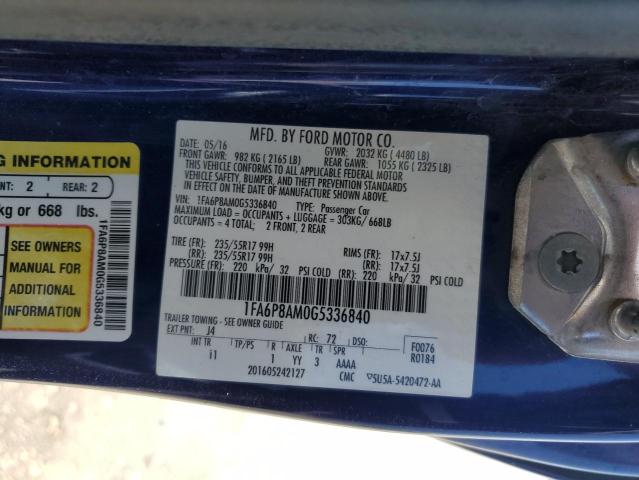 2016 FORD MUSTANG - 1FA6P8AM0G5336840
