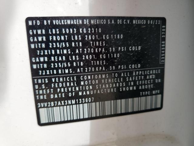 2022 VOLKSWAGEN TIGUAN SE - 3VV2B7AX3NM133607